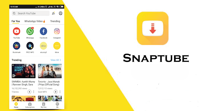 A interface do Snaptube